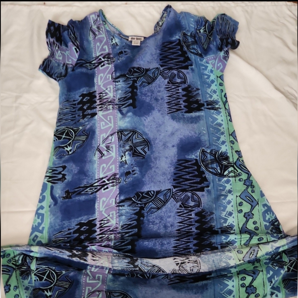 Dee dees Women's size large blue Patterned dress #KK1